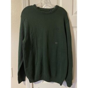 Chaps Men's Green Heavy Knit Cotton Pullover Sweater M New Without Tags Preppy